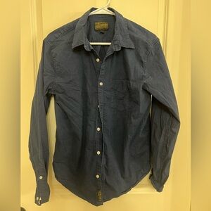 Men’s navy pin stripe button down. Navy blue with darker navy colored pin stripe